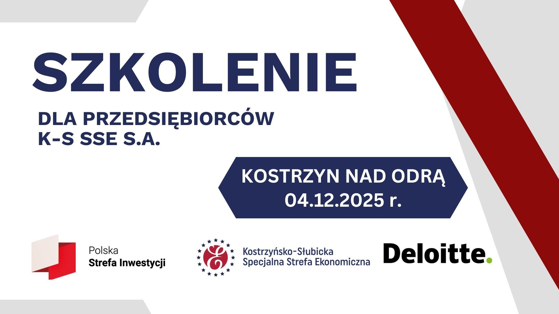 SZKOLENIE DLA PRZEDSIĘBIORCÓW K-S SSE S.A. - Kostrzyn nad Odrą 04.12.2025