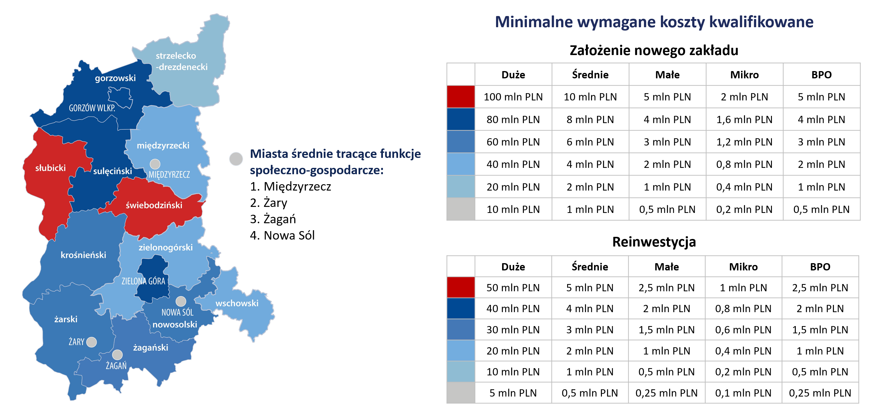 Mapa województwa lubuskiego